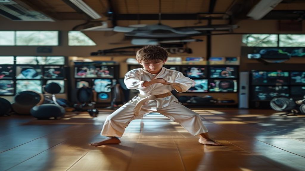 Ilustrasi gaya bela diri Oss Karate dengan jurus tangguh