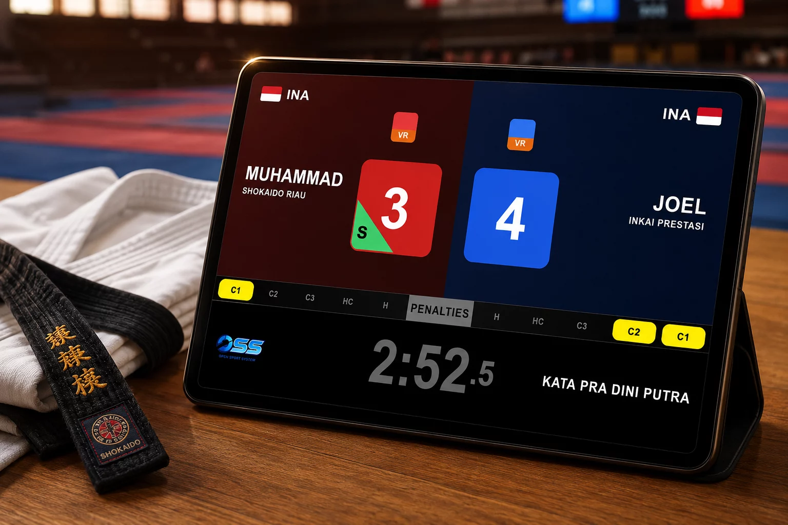 cara memilih aplikasi scoring board karate