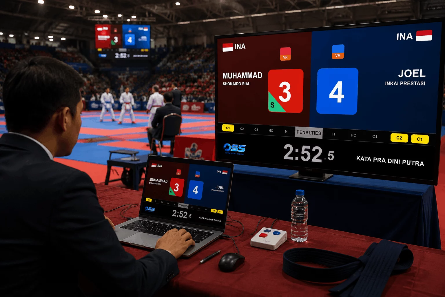 cara menggunakan aplikasi scoring board karate