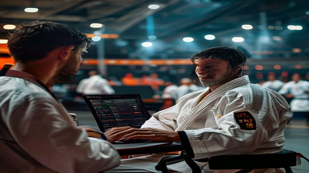 Gambar sistem pencatatan skor karate digital modern